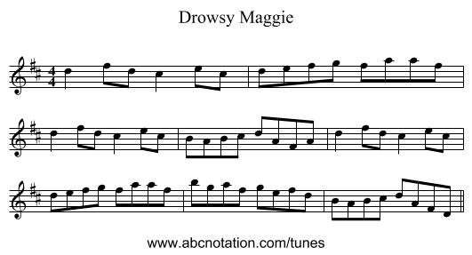 Drowsy Maggie - staff notation