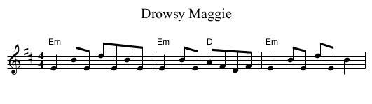 Drowsy Maggie - staff notation