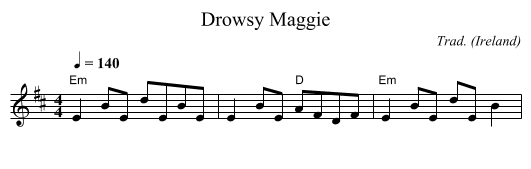Drowsy Maggie - staff notation