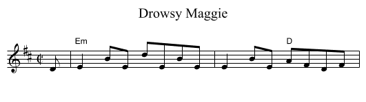 Drowsy Maggie - staff notation