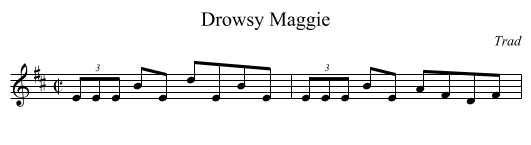 Drowsy Maggie - staff notation