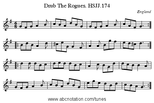 Drub The Rogues. HSJJ.174 - staff notation