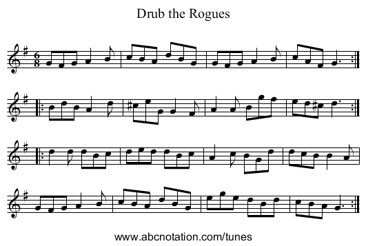 Drub the Rogues - staff notation
