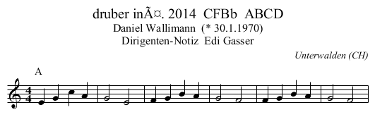 druber inÃ¤. 2014  CFBb  ABCD - staff notation