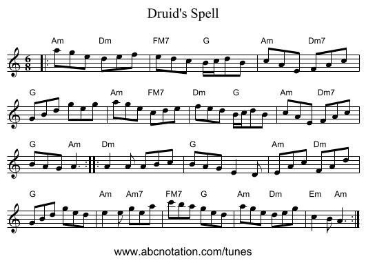 Druid's Spell - staff notation