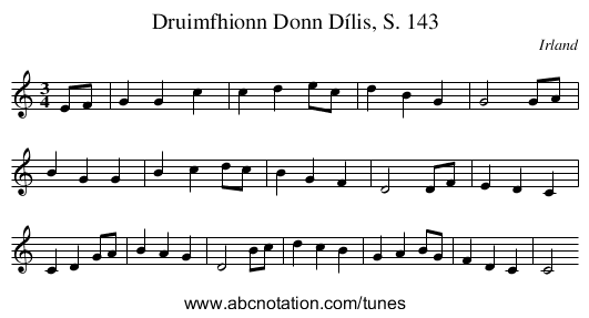 Druimfhionn Donn Dílis, S. 143 - staff notation