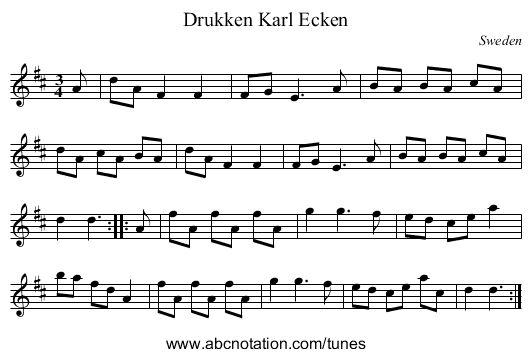 Drukken Karl Ecken - staff notation