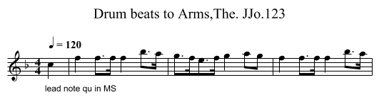 Drum beats to Arms,The. JJo.123 - staff notation