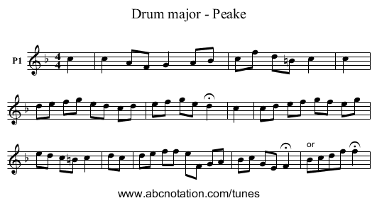 Drum major - Peake - staff notation
