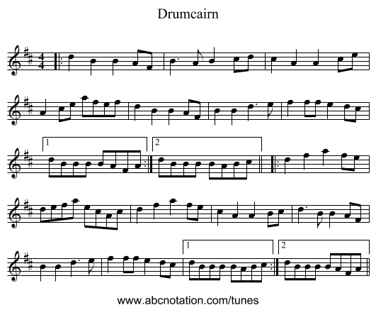 Drumcairn - staff notation