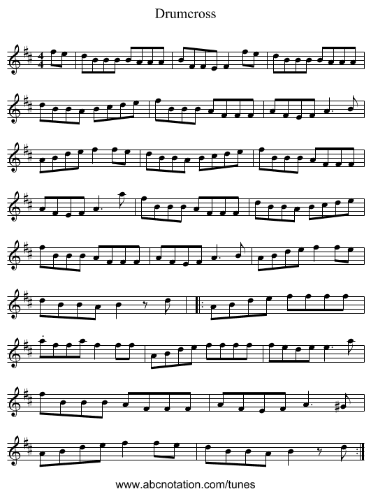 Drumcross - staff notation