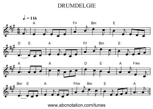 DRUMDELGIE - staff notation