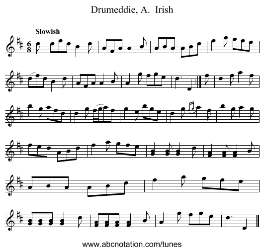 Drumeddie, A.  Irish - staff notation