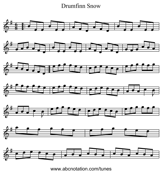 Drumfinn Snow - staff notation