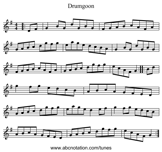 Drumgoon - staff notation