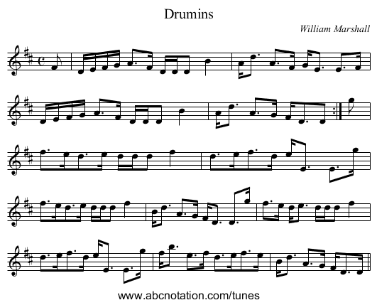 Drumins - staff notation