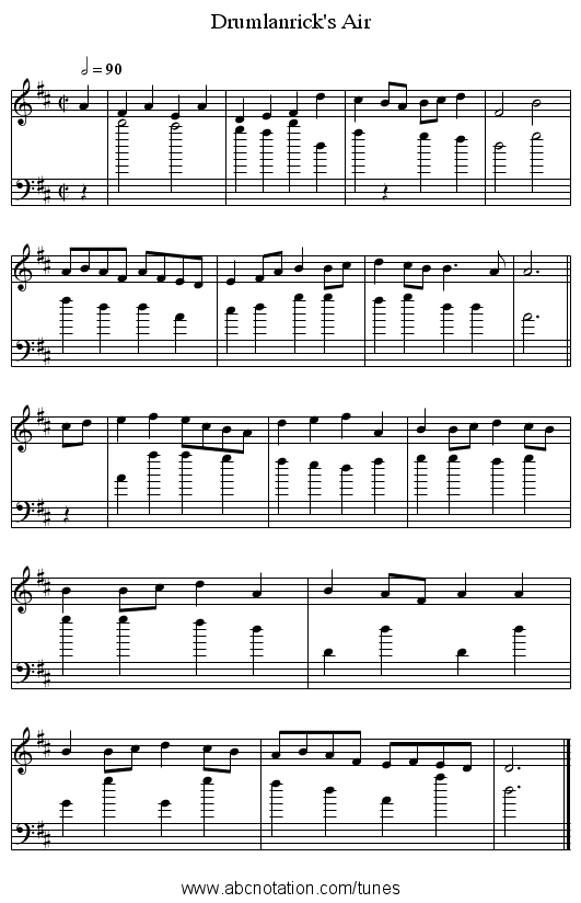 Drumlanrick's Air - staff notation