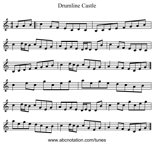 Drumline Castle - staff notation