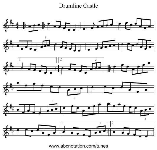 Drumline Castle - staff notation