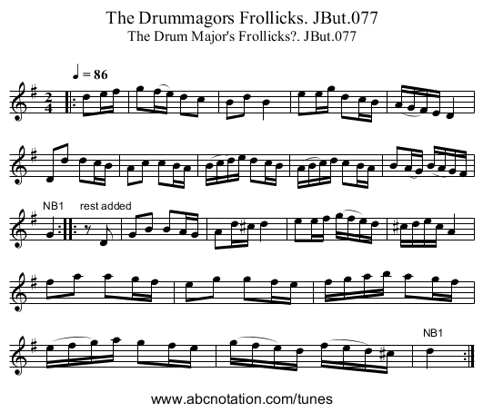 Drummagors Frollicks. JBut.077, The - staff notation