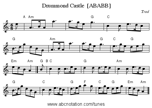 Drummond Castle  [ABABB] - staff notation