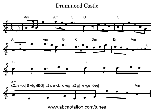 Drummond Castle - staff notation