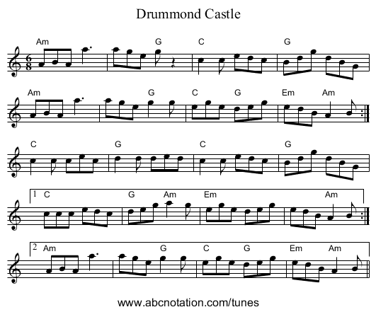 Drummond Castle - staff notation