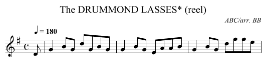 DRUMMOND LASSES* (reel), The - staff notation
