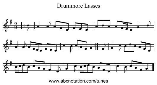 Drummore Lasses - staff notation