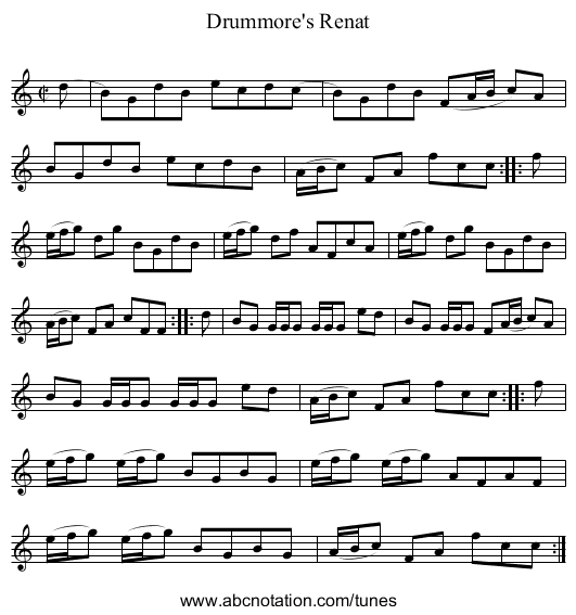 Drummore's Renat - staff notation
