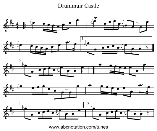 Drummuir Castle - staff notation