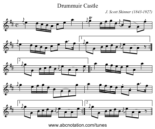 Drummuir Castle - staff notation