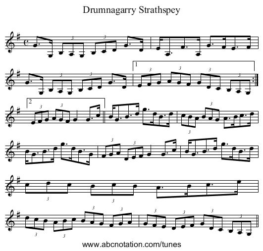 Drumnagarry Strathspey - staff notation