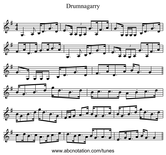Drumnagarry - staff notation