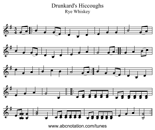 Drunkard's Hiccoughs - staff notation