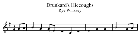 Drunkard's Hiccoughs - staff notation