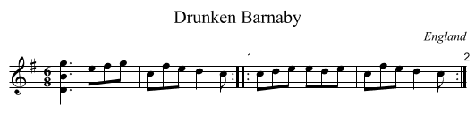 Drunken Barnaby - staff notation