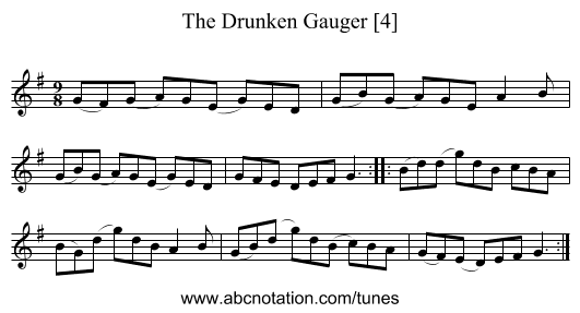 Drunken Gauger [4], The - staff notation