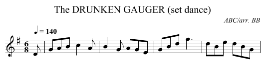 DRUNKEN GAUGER (set dance), The - staff notation