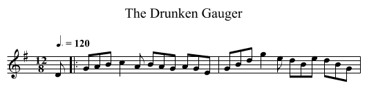 Drunken Gauger, The - staff notation