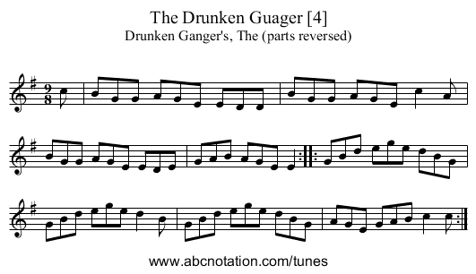 Drunken Guager [4], The - staff notation