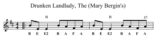 Drunken Landlady, The (Mary Bergin's) - staff notation