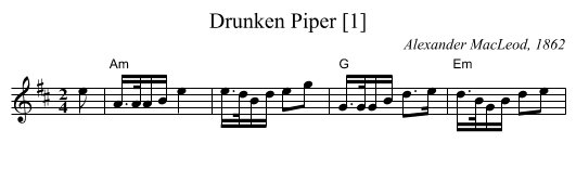 Drunken Piper [1] - staff notation