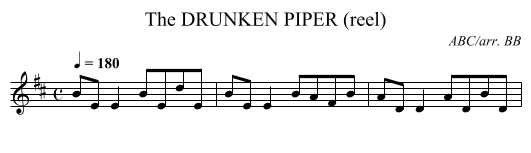 DRUNKEN PIPER (reel), The - staff notation