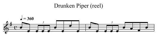 Drunken Piper (reel) - staff notation