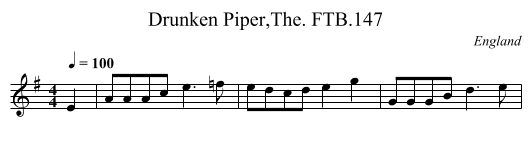 Drunken Piper,The. FTB.147 - staff notation