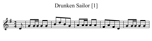 Drunken Sailor [1] - staff notation