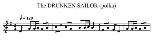 DRUNKEN SAILOR (polka), The - staff notation