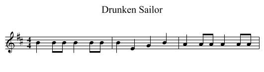 Drunken Sailor - staff notation