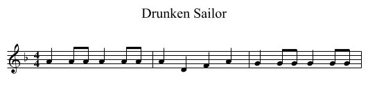 Drunken Sailor - staff notation